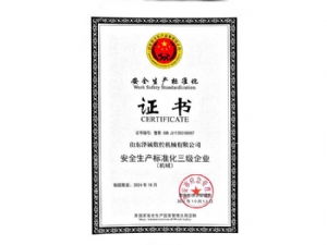 Safety Production Standardization Level III Certificate