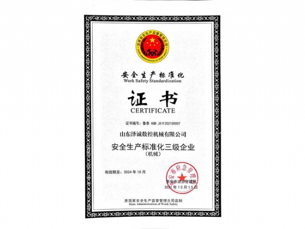 Safety Production Standardization Level III Certificate